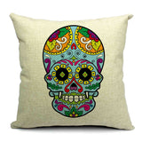 Skull Printed 45x45cm/17.7x17.7'' Linen Cushion For Sofa Decorative Throw Cotton Sofa Decor Couch