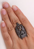 Skull wings cross snake stretch ring for women gothic punk biker jewelry 