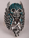 Skull wings cross snake stretch ring for women gothic punk biker jewelry 