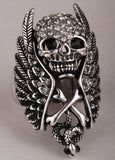 Skull wings cross snake stretch ring for women gothic punk biker jewelry