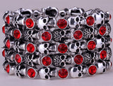 Skull skeleton stretch bracelet for women biker cuff punk halloween crystal jewelry fashion