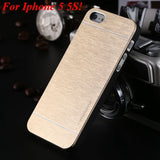 5S Aluminum Case Deluxe Gold Metal Brush Cover for iphone 5 5s 5g Hard Aluminum + Soft TPU Frame Slim Back Phone Case For Iphone 5/5s