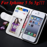 Photo Frame Flip PU Leather Cover Case For Iphone 5 5S 5G 4 4s 4g Carry Wallet With ID Credit Card Slots Stand Holder
