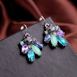 Sparkly Multicolor Imitation Gemstone Flower Small Earrings Fashion Jewelry Women Accessories