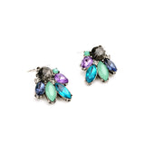 Sparkly Multicolor Imitation Gemstone Flower Small Earrings Fashion Jewelry Women Accessories