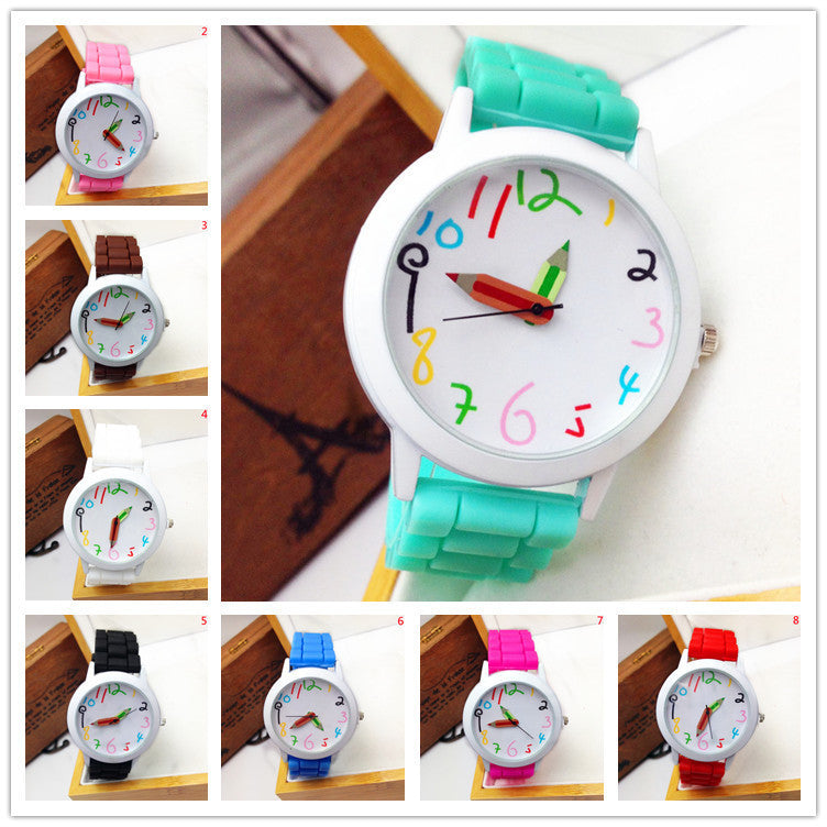 Special Offer Limited Fashion Cartoon Pencil Pointer Funny Digital Silicone Watches Best Gift Women & Men Watch