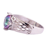 Splendide Round Cut Rainbow Mystic Sapphire Silver Women Ring Fashion Jewelry