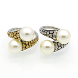 Spring New Arrival Hot High Quality Stainless Steel Vintage Fashion Double Pearl Ring Gold Plated For Women Party Jewelry
