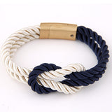Spring Trendy Fashion Braided Rope Chain with Magnetic Clasp Bow Charm Bracelets&Bangles Pulseira for Women Men Jewelry
