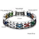 Stainless Steel Bracelet With Silicone Men Bangle Rainbow Color 316L Stainless Steel Clasp Bracelet Fashion Bracelet For Men