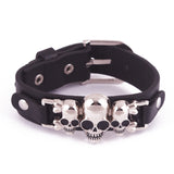 Stainless Steel Rivet Punk Leather Bracelet Women & Men Summer Style Fashion Hip Hop Accessories 3 Skull Rivet Pu Bracelets