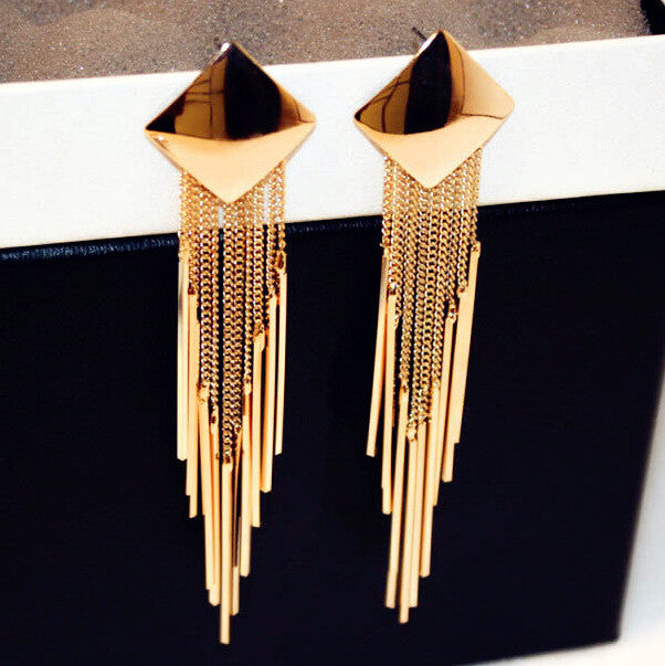 Statement Metal Tassel Long Earrings For Women Gold Plated New Party Jewelry Bijoux Street Style