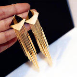 Statement Metal Tassel Long Earrings For Women Gold Plated 2016 New Party Jewelry Bijoux Street Style