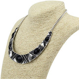 Statement Necklace New Vintage Jewelry Silver Color Alloy Black Resin Bead Choker Necklace Fashion Bijoux Necklace For Women