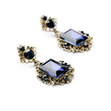 Statement Fashion Women Jewelry Elegant Antique Square Blue Resin Stud Earrings For Girls