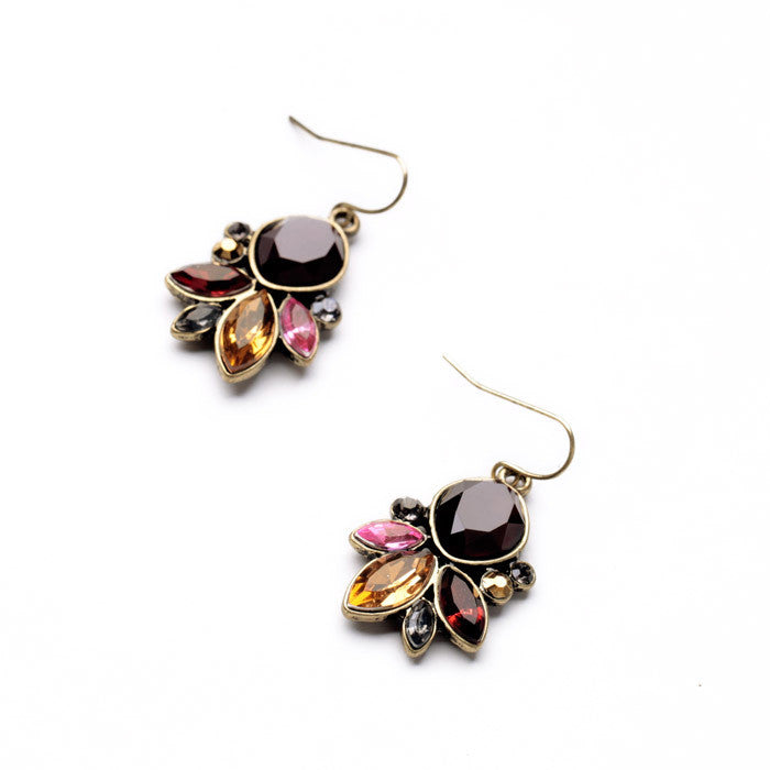 Statement Jewelry Graceful Resin Stone Antique Gold Drop Earrings Accessories for Women