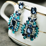 Statement Trendy Jewelry Elegant Shiny Resin Stone Blue Plant Stud Earrings