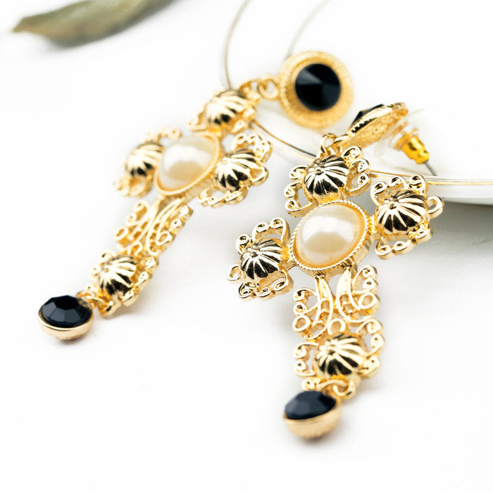 Statement Trendy Jewelry Elegant Shiny Resin Stone Cross Earrings