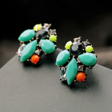 Statement Trendy Jewelry Shiny Green Resin Plant Stud Earrings For Women