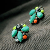Statement Trendy Jewelry Shiny Green Resin Plant Stud Earrings For Women