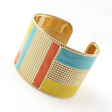 Steampunk Fashion Jewelry Cuff Bracelets Bangles Exaggerated Gold Color with Colorful Enamel Bracelets