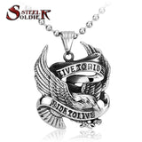 Steel soldier Stainless Steel biker eagle pendant Live To Ride Necklace Pendant Titanium high quality Jewelry