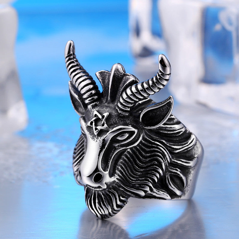 Steel soldier Stainless Steel goat Ring New men vintage Jewelry