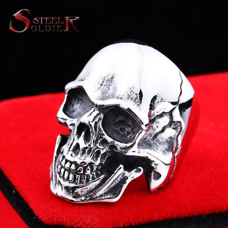 Steel soldier Stainless Steel Skull Ring punk biker Man Personality Jewelry