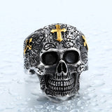 Steel soldier cross skull stainless ring punk men retro jewelry new style factory price skull ring for men
