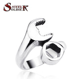 Steel soldier mix color unusual Hot Sale 316L Titanium Stainless steel Punk Biker Wrench Man rings jewelry