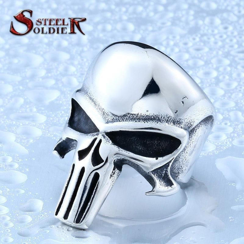Steel soldier new style punisher skull ring stainless steel fashion men jewelry