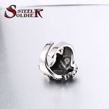 Steel soldier retro snake biker ring stainless steel punk personality motor cycle men adjustable jewelry
