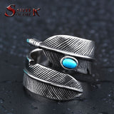 Steel soldier wholesale stainless steel feather with stone opening ring popular jewelry 