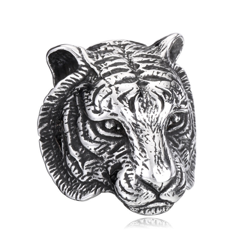 Steel soldier Domineering Tiger Head Ring Stainless Steel Unique Animal Ring For Man Biker Punk Style