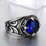 Steel soldier New Arrival blue stone Fashion Stainless Steel Jewelry exquisite titanium steel men ring 