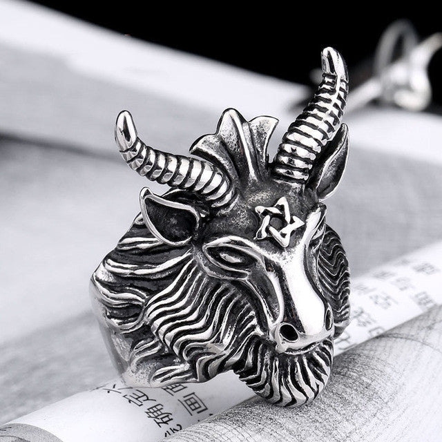 Steel soldier Stainless Steel goat Ring New men vintage Jewelry