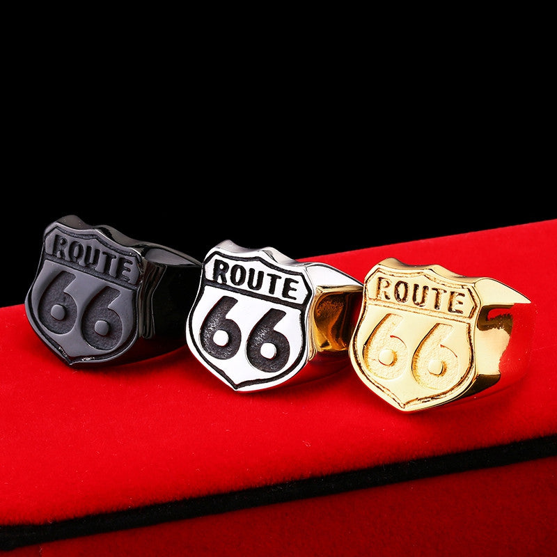 Steel soldier Man's Jewelry Stainless Steel Biker ring Route 66 Ring