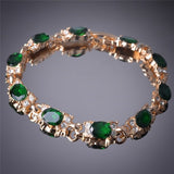 Stylish Women Beautiful Gift Party 14k Gold Filled Oval Cut Peridot Green Unique Chain Bracelets Bangles Jewelry