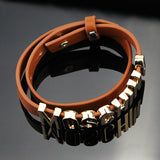 Summer Style! Fashion Jewelry 4 Colors Round Women Bracelet Charm Punk Rock Genuine Leather Bracelets Bangles