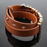Summer Style! Fashion Jewelry 4 Colors Round Women Bracelet Charm Punk Rock Genuine Leather Bracelets Bangles