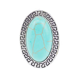 Summer Style Ring Vintage Retro Tibet Silver Plated Color Oval Turquoise Finger Ring for Women Fine Jewelry Gift