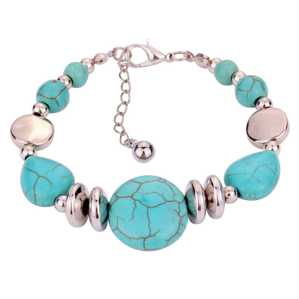 Summer style hot selling tibetan silver bangle Bracelet Fine Jewelry turquoise bracelet for Women and Men