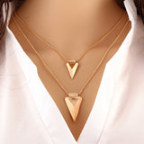 Summer Style Fashion Chain Geometric Cross Necklace Leaf Eye Multi layer Triangle Bohemian Bead Double Chain Necklace Gold