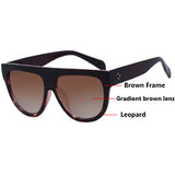 Sunglasses Fashion Women Flat Top Oversize Shield Shape Glasses Brand Design Vintage Sun glasses UV400 Female Rivet Shades