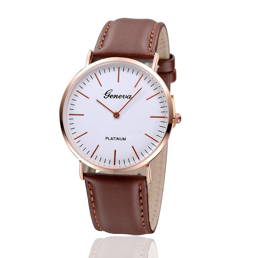Super Thin Platimum Women Gentleman Wristwatch Casual watch Luxury genuine Leather Men Quartz watch New Fashion Clock Hour