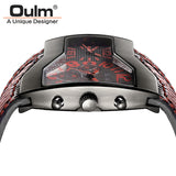 Super Cool Oulm Brand Men Quartz Watches Double Time Show Snake Band Casual Men Sports Watches Male Military Clock