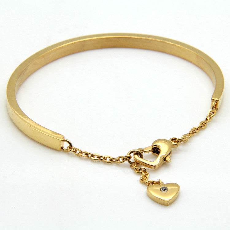 Pretty Lady Gold Bangle Women's Lover Bracelet Jewelry Metal Bracelets Bangles Heart-Shaped Accessories