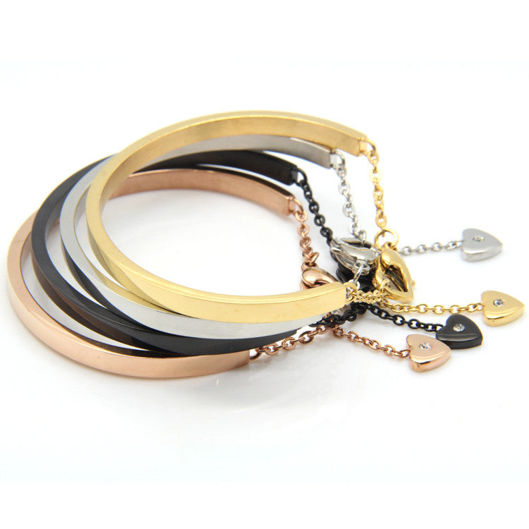 TOP QUALITY Pretty Lady Gold Bangle Women's Lover Bracelet Jewelry Metal Bracelets Bangles Heart-Shaped Accessories