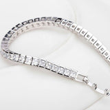 Brand Simple Style! Full of Square Shape Cubic Zirconia Luxury Women Charm Bracelet White Gold Plated