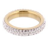 Three row clear crystal 18K Gold Stainless steel Wedding Rings for women fashion jewelry 